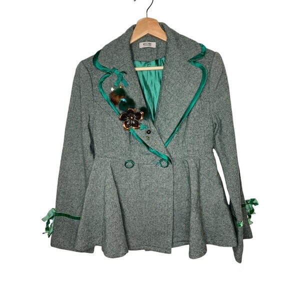 Vintage MOSCHINO CHEAP AND CHIC 80s 90s Green Double Breasted Blazer - Picture 1 of 13